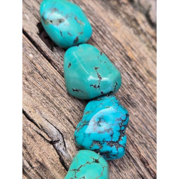 Vintage SX 925 Sterling Silver Thailand Graduated Turquoise Necklace 20" - Picture 6 of 10